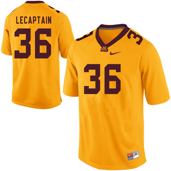 Men #36 Derik LeCaptain Minnesota Golden Gophers College Football Jerseys Sale-Yellow - Click Image to Close